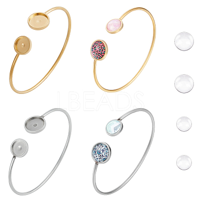 4Pcs 2 Colors 304 Stainless Steel Bangle Makings STAS-UN0053-10-1