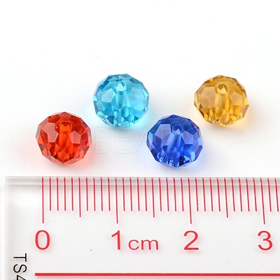 Faceted Rondelle Transparent Glass Beads GLAA-R152-8mm-M1-1