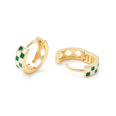 Tartan Pattern Enamel Chunky Hinged Huggie Hoop Earrings for Women EJEW-P196-22G-04-1