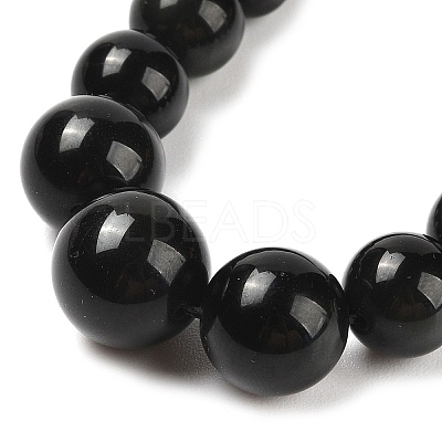 Natural Obsidian Round Beads Bracelets & Necklaces Sets SJEW-L132-15-1