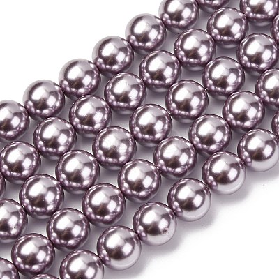 Electroplated Shell Pearl Beads Strands BSHE-G041-10mm-02-1