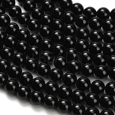 Natural Black Onyx(Dyed & Heated) Beads Strands X-G-H329-C06-6mm-1