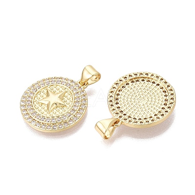 Brass Micro Pave Clear Cubic Zirconia Pendants KK-N287-43G-04-1