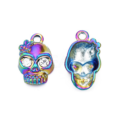 Rainbow Color Alloy Pendant Rhinestone Settings PALLOY-T054-156-1