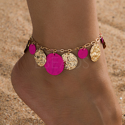 Alloy Textured Disc Tassel Anklets FS-WG7E5E5-01-1