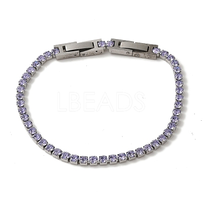 304 Stainless Steel Rhinestone Cup Chain Bracelets BJEW-S002-01A-1