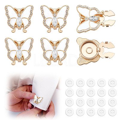 6Pcs Butterfly Alloy Rhinestone Cufflinks FIND-ME0003-13-1
