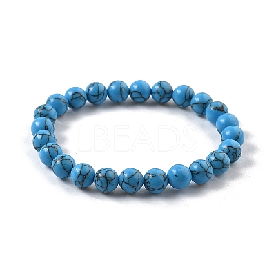 Synthetic Turquoise Jasper Bead Stretch Bracelets BJEW-K212-B-022-1
