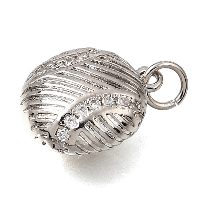 Brass Micro Pave Clear Cubic Zirconia Charms CU-CBAEEA8-27P-1