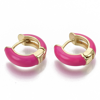Brass Huggie Hoop Earrings EJEW-S209-01D-1