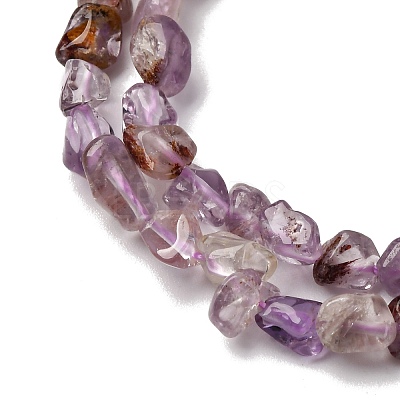 Natural Purple Phantom Quartz Purple Lodolite Quartz Beads Strands G-I389-A23-1