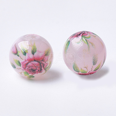 Printed & Spray Painted Imitation Jade Glass Beads X-GLAA-S047-05B-02-1