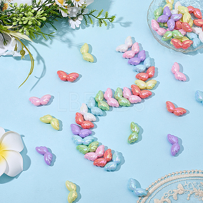 50Pcs UV Plating Opaque Acrylic Beads OACR-PA0001-88-1