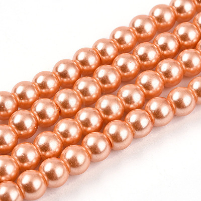 Baking Paint Pearlized Glass Pearl Round Bead Strands HY-Q003-6mm-36-A-1