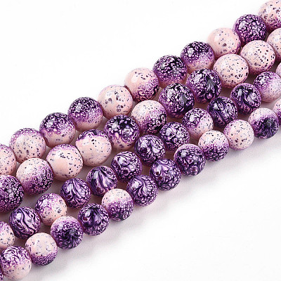 Transparent Baking Paint Glass Beads Strands DGLA-N009-10mm-04-1