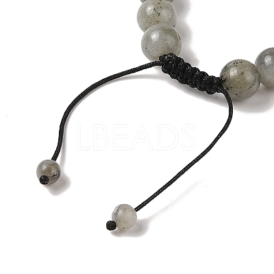 10mm Round Natural Labradorite Braided Bead Bracelets BJEW-C067-01C-14-1