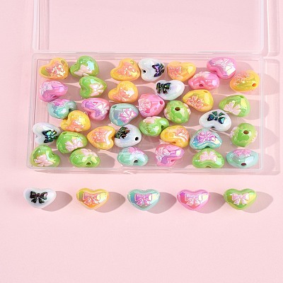 40Pcs UV Plated Acrylic Beads PACR-FS0001-08-1