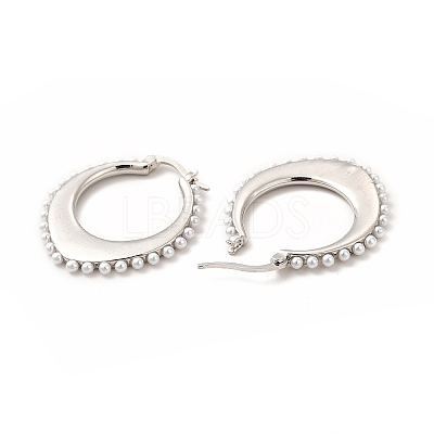 Oval Rack Plating Brass Hoop Earrings for Women EJEW-H091-18P-1