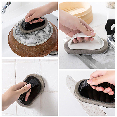 8 Pcs 2 Colors Portable Emery Sponge Pot Dish Brush AJEW-OC0002-10-1