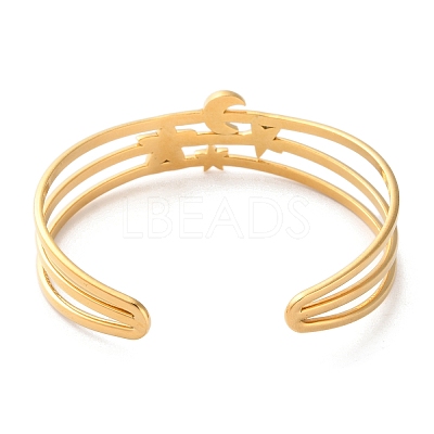 304 Stainless Steel Cuff Bangles for Women BJEW-K263-05G-01-1
