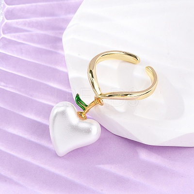 Brass Enamel Open Cuff Rings for Women RJEW-U057-21G-1