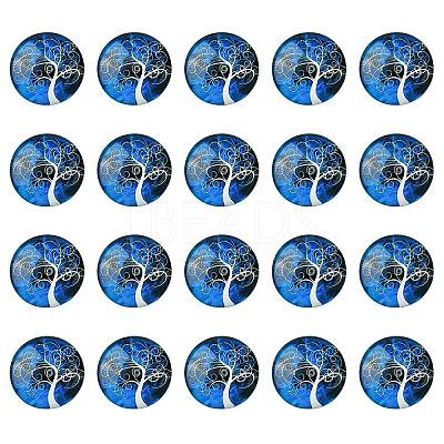 Half Round/Dome Tree Pattern Glass Flatback Cabochons for DIY Projects GGLA-YW0001-14K-1