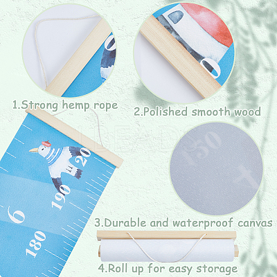 Ocean Theme Removable Height Chart for Kids AJEW-WH0165-69A-1