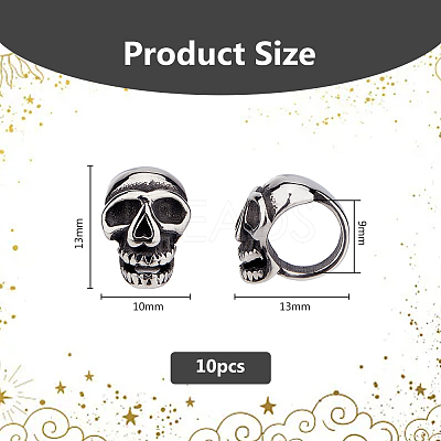 10Pcs 316 Surgical Stainless Steel Beads STAS-DC0016-70-1
