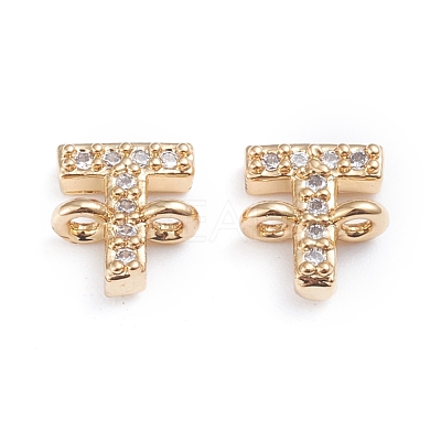 Brass Micro Pave Cubic Zirconia Letter Links ZIRC-I042-16G-T-1