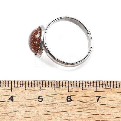 Half Round Synthetic Goldstone Finger Rings RJEW-M062-01P-27-1