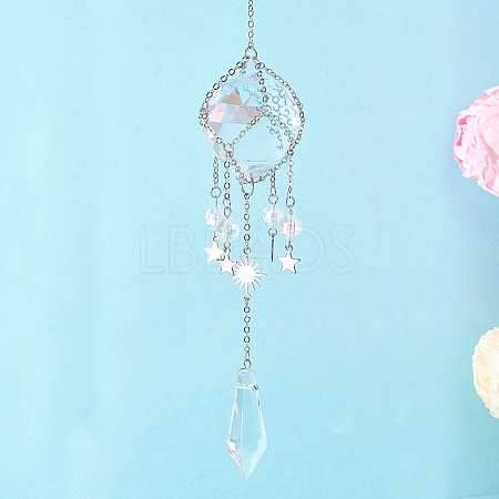 Glass & Acrylic Cone & Round Hanging Suncatchers HJEW-JM04570-02-1