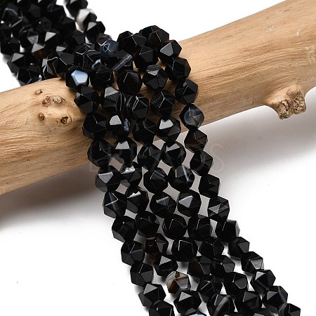 Natural Black Banded Agate/Striped AgateBeads Strands G-Z119-A03-01-1