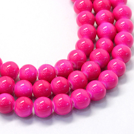 Baking Painted Glass Round Bead Strands DGLA-Q020-10mm-19-1