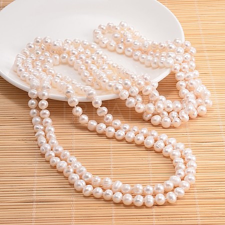 Natural Pearl Beads Necklace NJEW-P129-B-06-01A-1