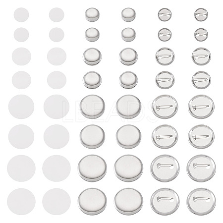 100 Sets 4 Styles Flat Round Sublimation Blank Badge Button Parts DIY-TA0013-64-1