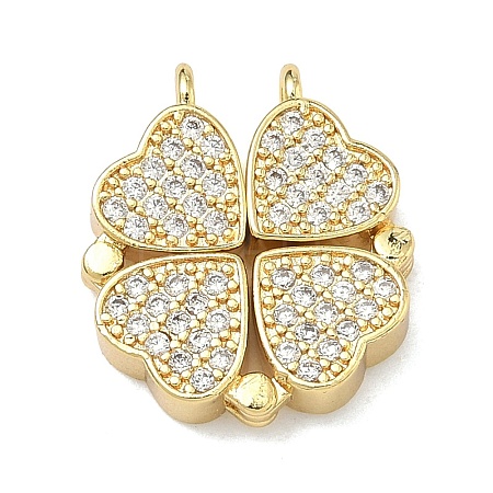 Saint Patrick's Day Brass Micro Pave Clear Cubic Zirconia Deployable Pendants KK-A293-27A-G-1