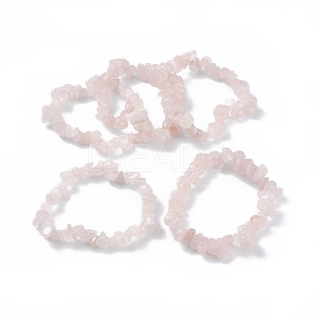 Natural Rose Quartz Stretch Bracelets BJEW-G615-03-1