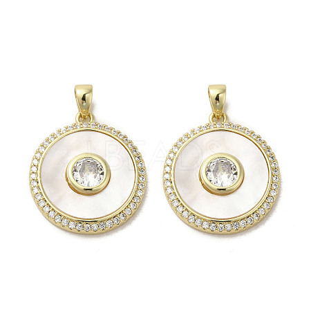 Brass Micro Pave Clear Cubic Zirconia Pendants KK-I708-02B-G-1