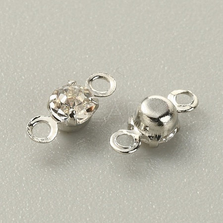 Brass Clear Cubic Zirconia Connector Charms RB-WH0005-002A-P-1