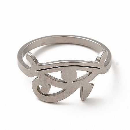 Non-Tarnish 304 Stainless Steel Eye of Horus Finger Ring for Women RJEW-K239-10P-1