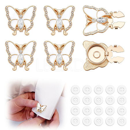 6Pcs Butterfly Alloy Rhinestone Cufflinks FIND-ME0003-13-1