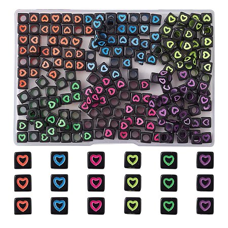 210Pcs 6 Colors Opaque White Acrylic European Beads MACR-YW0002-75B-1