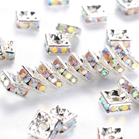 Brass Rhinestone Spacer Beads RSB072-02S-1