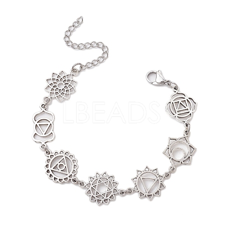 Chakra Theme Alloy Charm Bracelets BJEW-JB11096-1