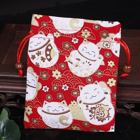 Chinese Style Rectangle Cloth Printed Drawstring Gift Bags PW-WG9C527-04-1