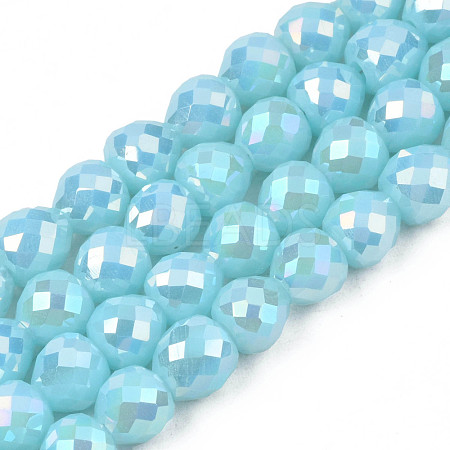 Electroplate Opaque Solid Color Glass Beads Strands EGLA-N002-26-A01-1