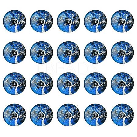 Half Round/Dome Tree Pattern Glass Flatback Cabochons for DIY Projects GGLA-YW0001-14K-1