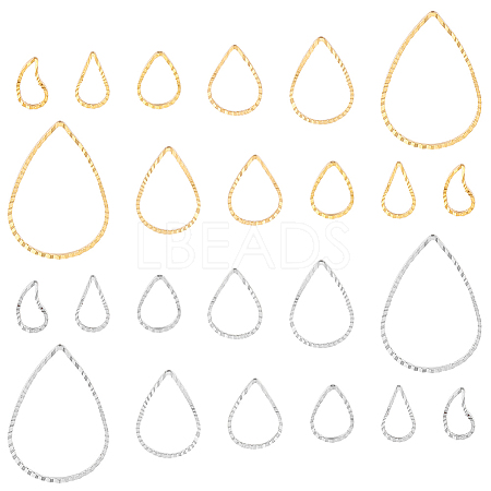   90Pcs 12 Style Teardrop Brass Linking Rings KK-PH0009-91-1