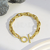 Textured 304 Stainless Steel Double Link Chain Bracelets for Women BJEW-P391-01C-G-1