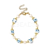 Flower Printed Handmade Porcelain Cube & Natural Pearl Beaded Necklaces BJEW-JB14176-3